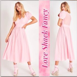 NWT!! LoveShackFancy Hutchinson Powder Pink Maxi Silk Blend Dress Size 4..545$!!